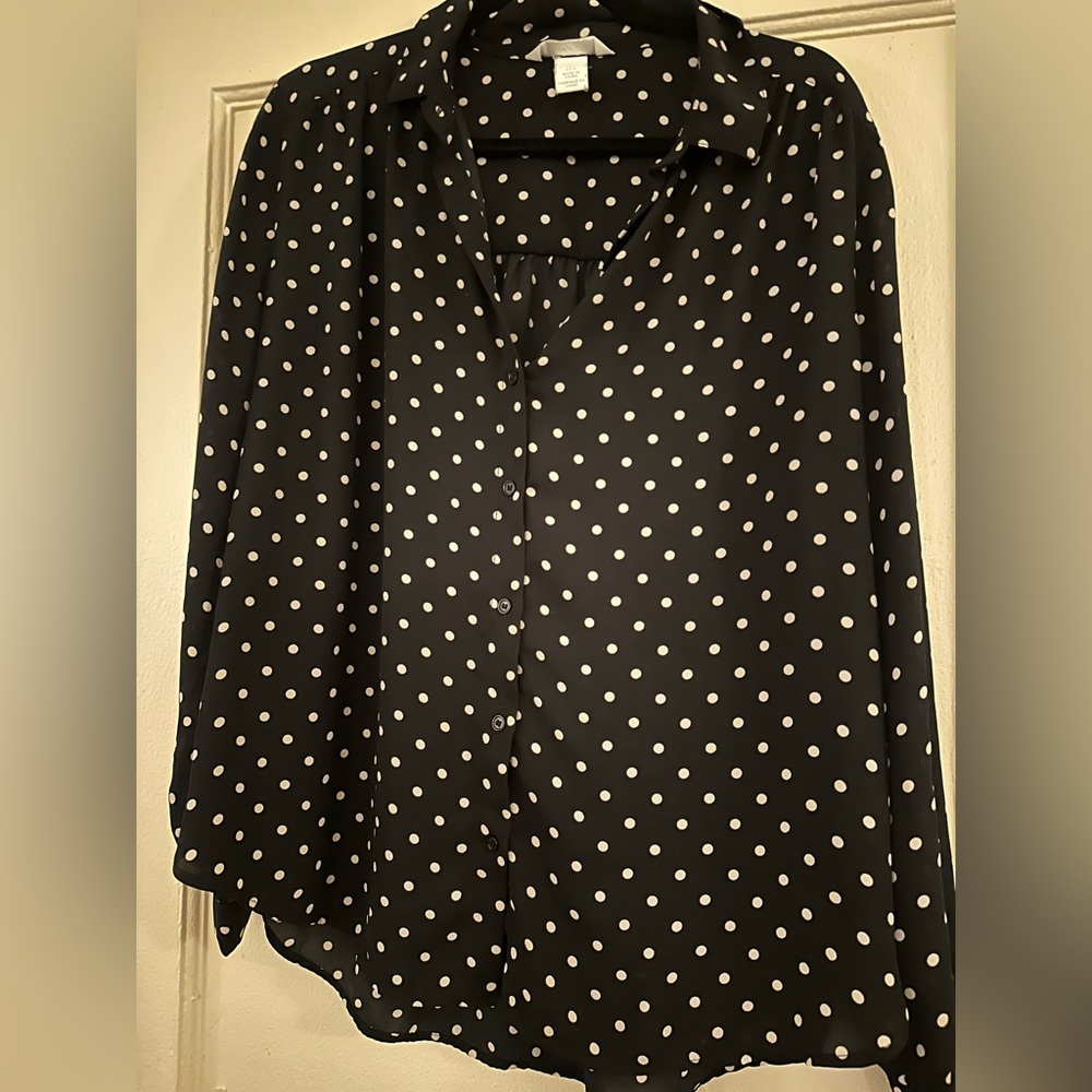 H&M Black and white polkadot blouse
